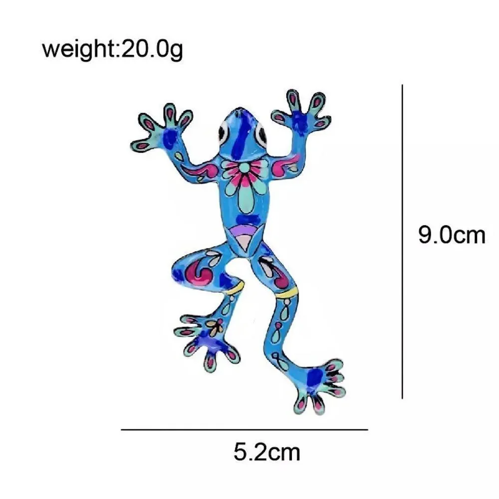 💎246💎 Fun Vibrant Colorful Blue Hand Painted‎ Frog Brooch Pin Pendant